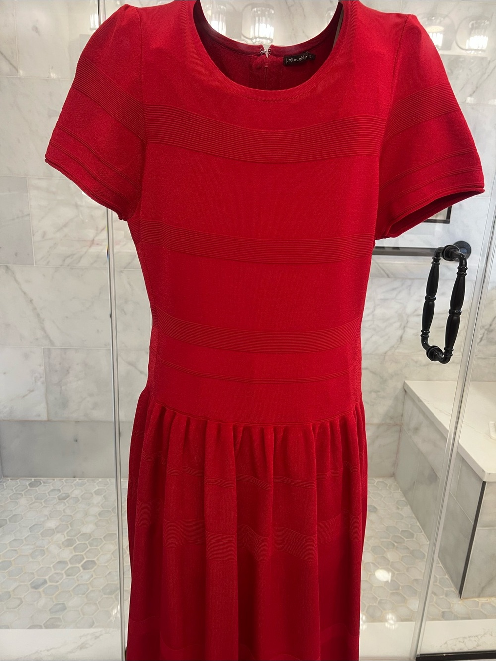 J. McLaughlin Vibrant Red Short-Sleeve Midi Dress.  Sz. XL.  EUC